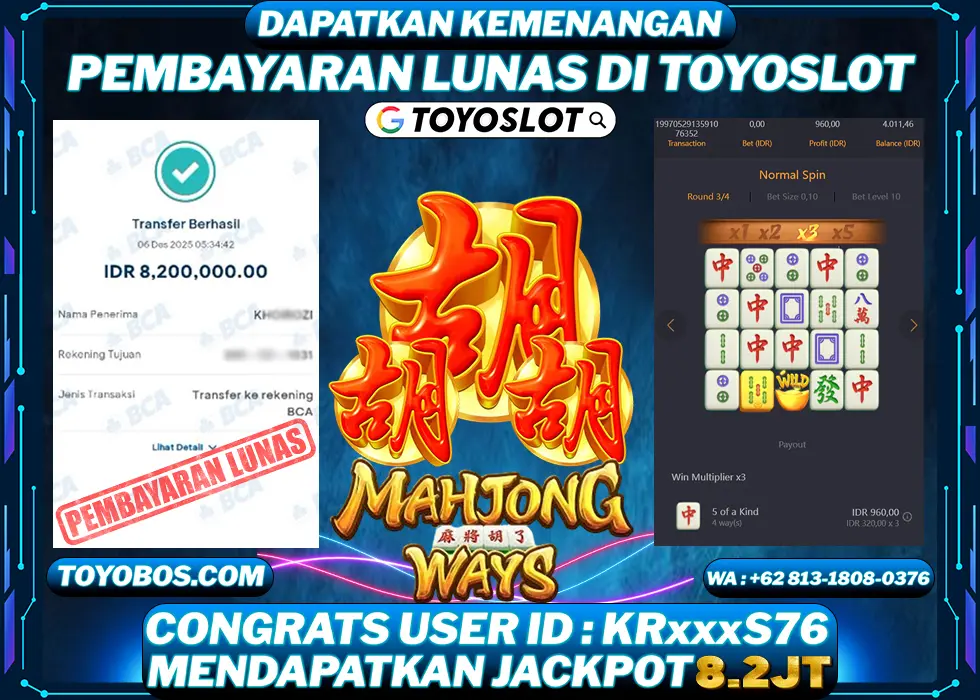 BUKTI KEMENANGAN Mahjong ways Rp8,200,000- LUNAS